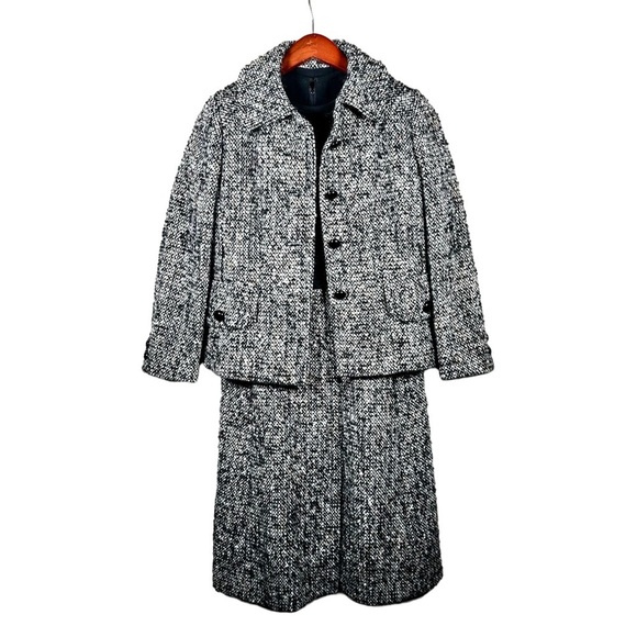 CHRISTIAN DIOR Vintage 1960's Matching Tweed Dress + Blazer Suit Set - Picture 4 of 16